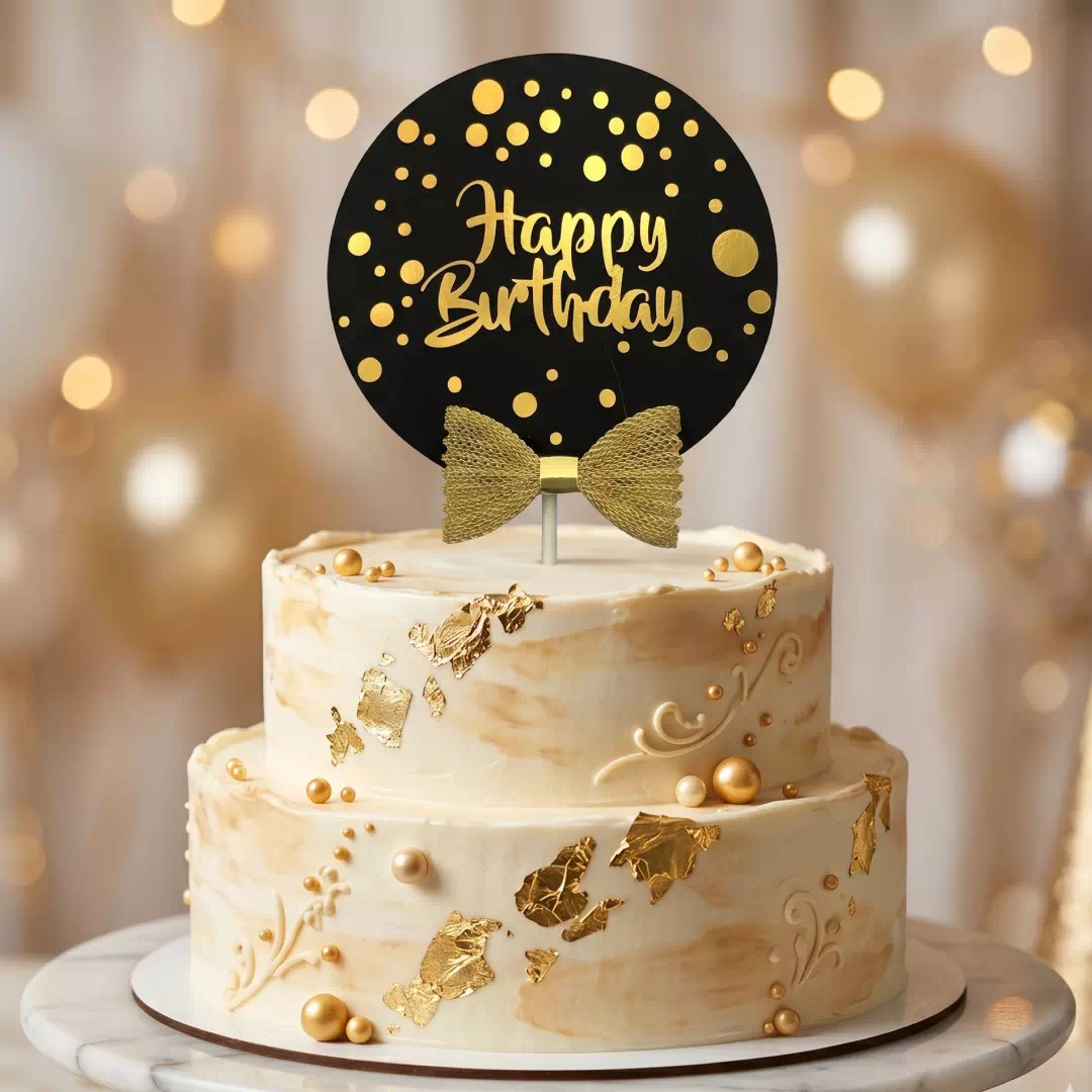 Gold Medallion Cake Topper – Animal Silhouette & Custom Name – Custom Gold Cake Topper UAE