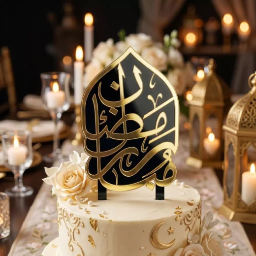 Gold Arabic Calligraphy Plaque Cake Topper – Custom Gold Cake Topper UAE