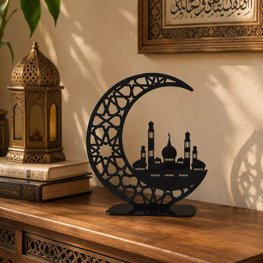 Black Mosque Silhouette Script Standee Set – Ramadan Eid Home Decor UAE - Image 2
