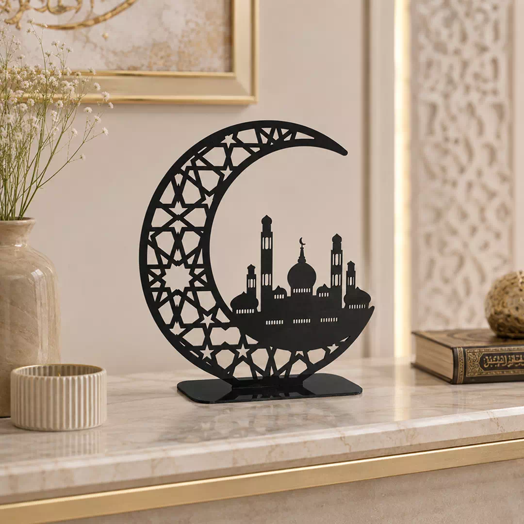 Black Mosque Silhouette Script Standee Set – Ramadan Eid Home Decor UAE - Image 3