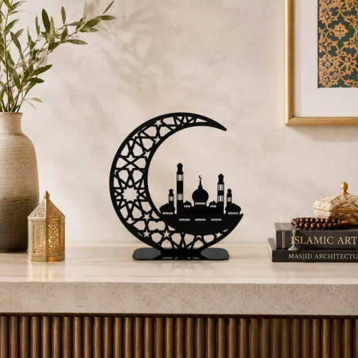 Black Crescent Kaaba Standee – Ramadan Eid Home Decor UAE