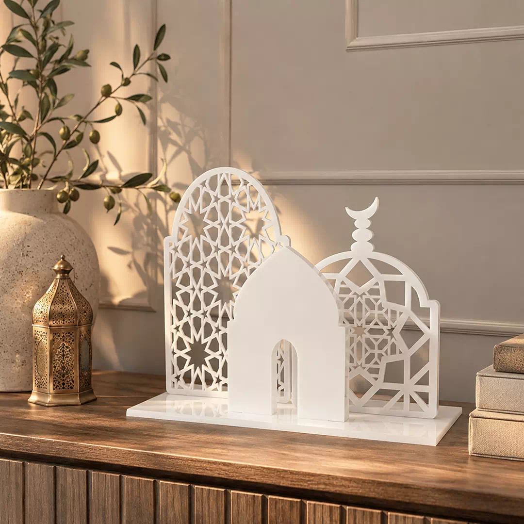 White Mosque Silhouette Standee – Ramadan Eid Home Decor UAE - Image 2