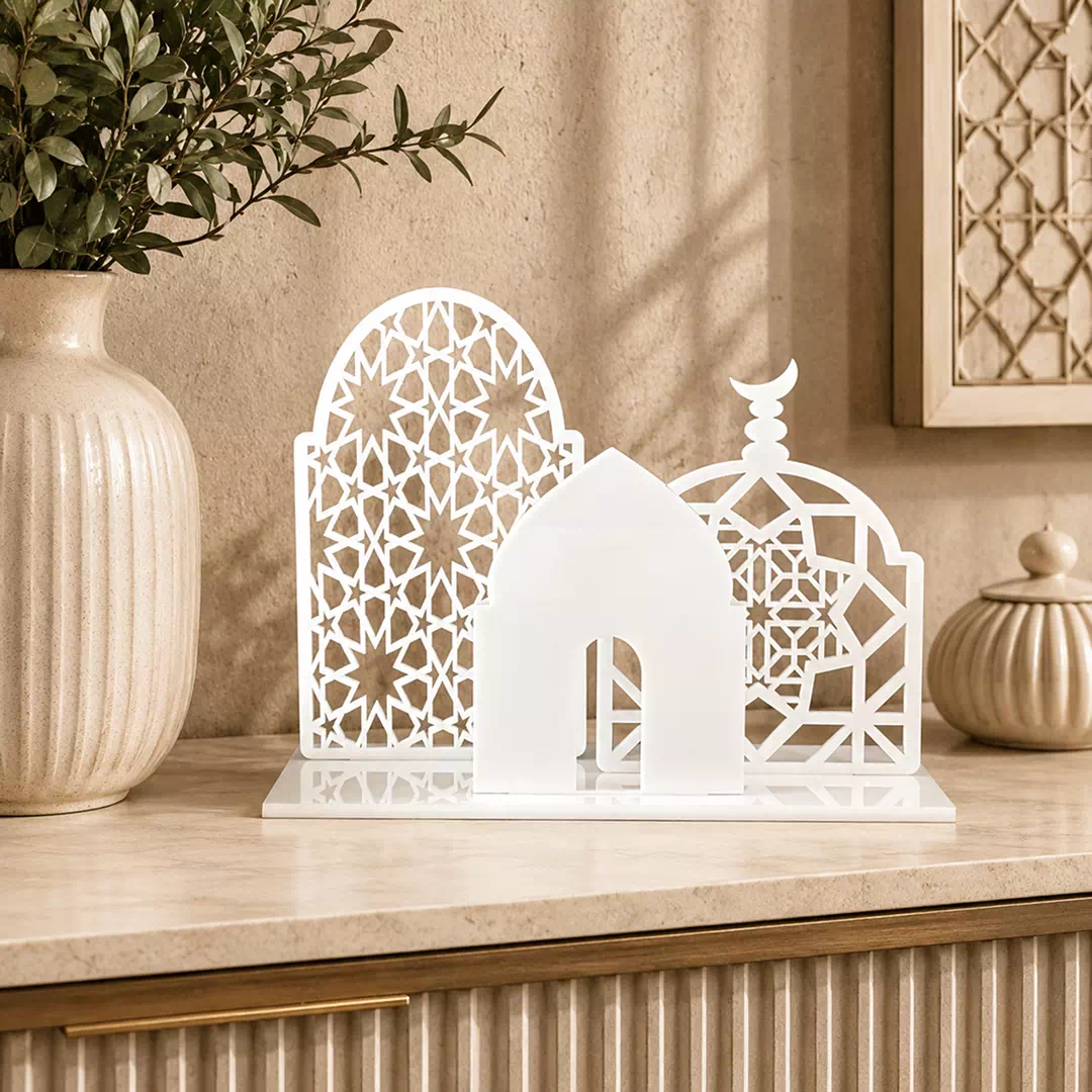 White Mosque Silhouette Standee – Ramadan Eid Home Decor UAE - Image 3