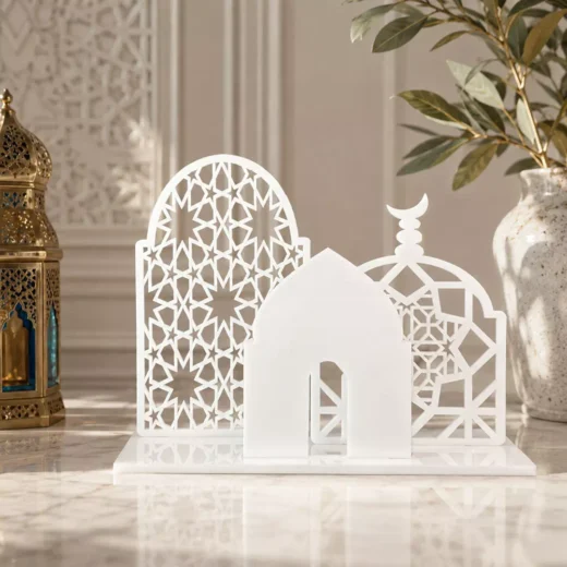 White Mosque Silhouette Standee – Ramadan Eid Home Decor UAE