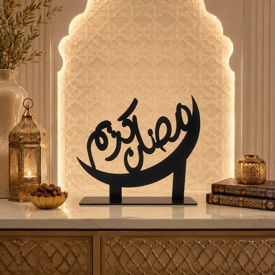 Black Crescent Mosque Silhouette Standee – Ramadan Eid Home Decor UAE - Image 3