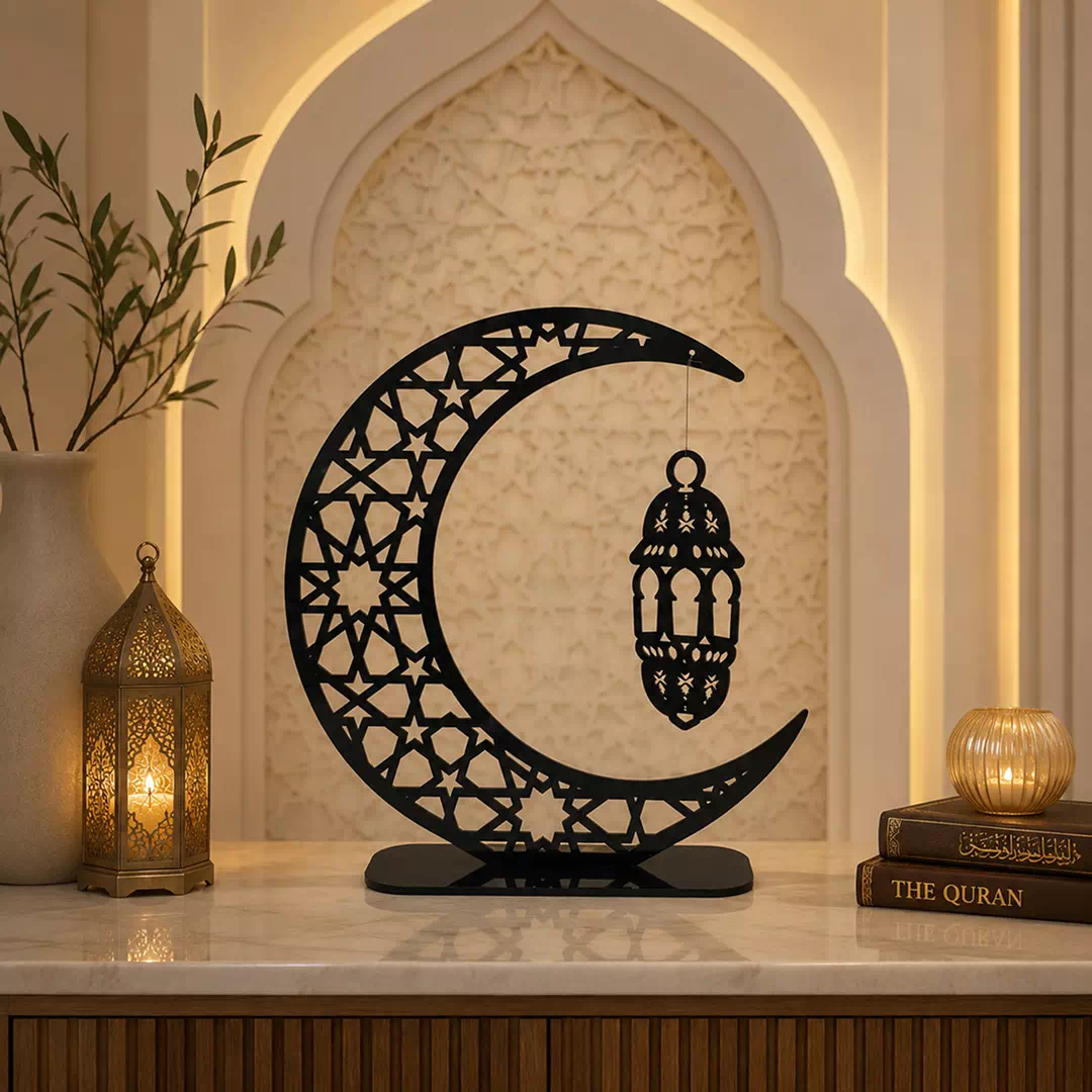 Black Crescent Moon Mosque Cutout Standee – Ramadan Eid Home Decor UAE - Image 4