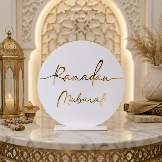 White Circle Ramadan Mubarak Standee – Ramadan Eid Home Decor UAE