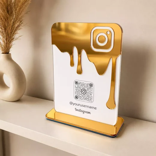 Gold Drip Social Handle Display Standee – Ramadan Eid Home Decor UAE