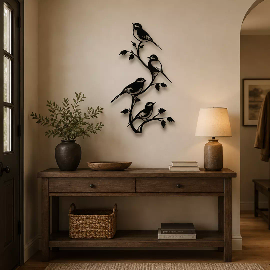 Black Flying Birds Hanging Wall Decoration Set