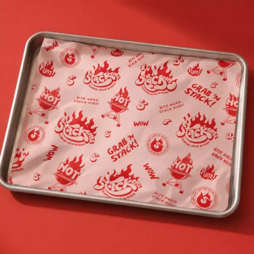 Branded Flame Pattern Food Wrap Paper – Custom Branded Food Wrap Paper UAE