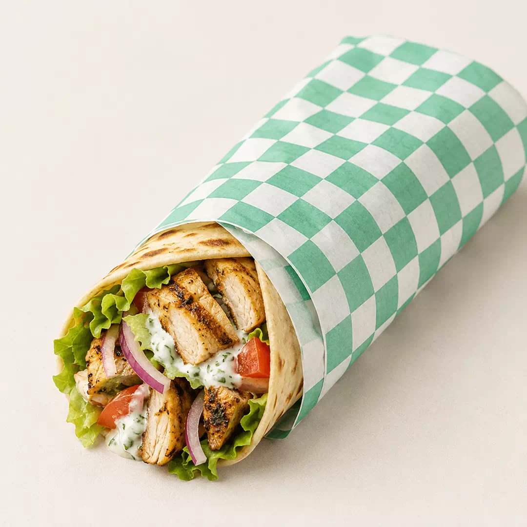 Green Checkered Food Wrap Paper – Custom Branded Food Wrap Paper UAE - Image 2