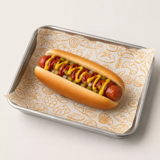 Branded Icon Pattern Hot Dog Paper – Custom Branded Food Wrap Paper UAE