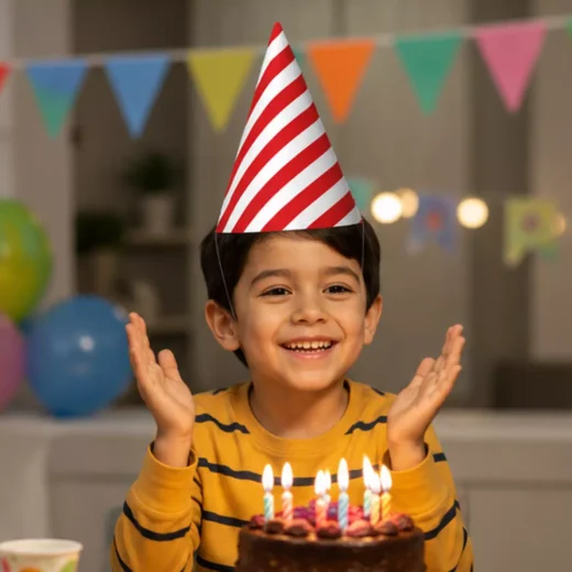Red White Stripe Party Hat – Custom Printed Birthday Party Hats UAE