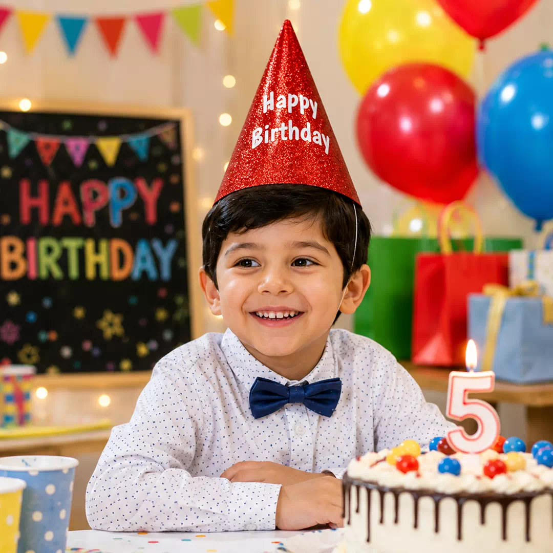 Black Happy Birthday Party Hat – Custom Printed Birthday Party Hats UAE - Image 2