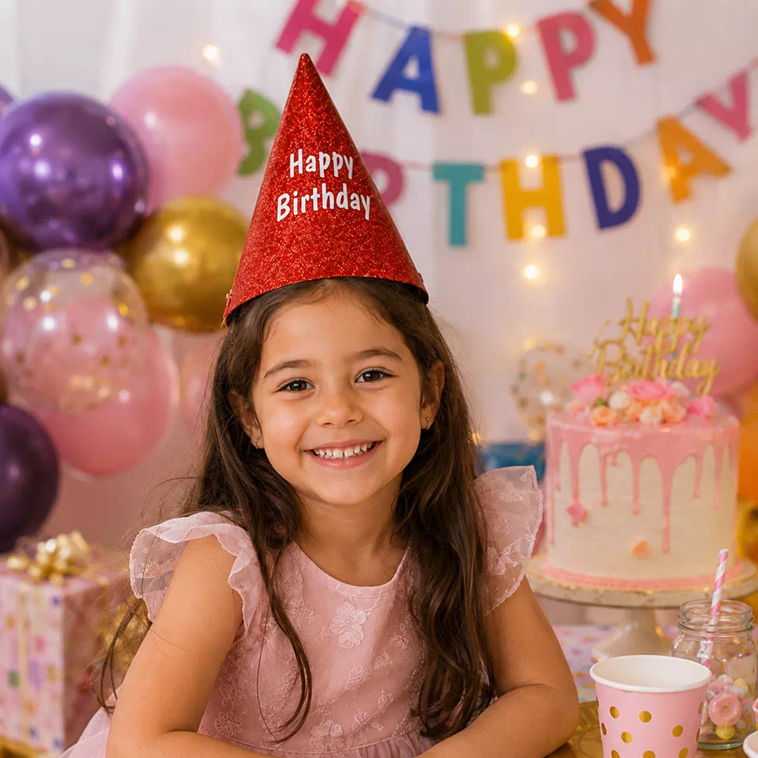 Black Happy Birthday Party Hat – Custom Printed Birthday Party Hats UAE