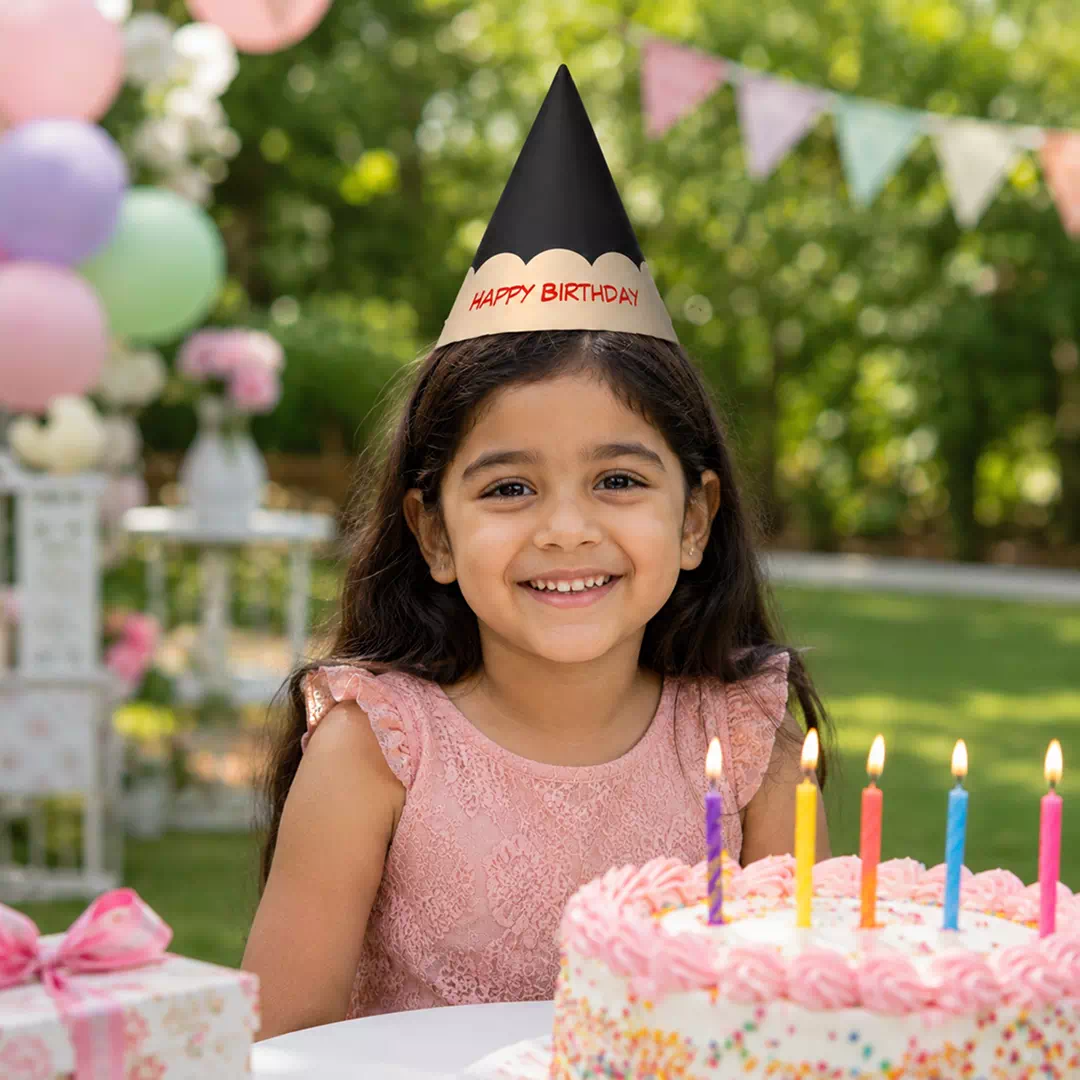 Black Gold Star Elegant Party Hat – Custom Printed Birthday Party Hats UAE - Image 2