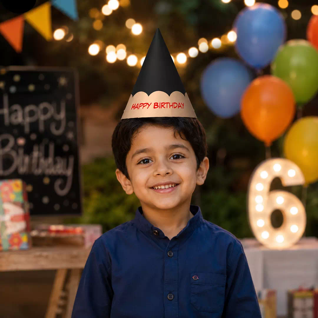 Black Gold Star Elegant Party Hat – Custom Printed Birthday Party Hats UAE - Image 4