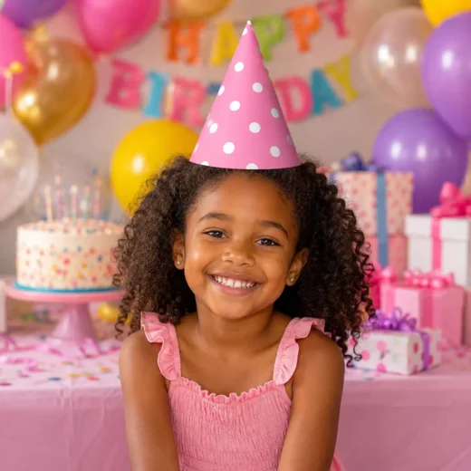 Pink White Stripe Party Hat – Custom Printed Birthday Party Hats UAE