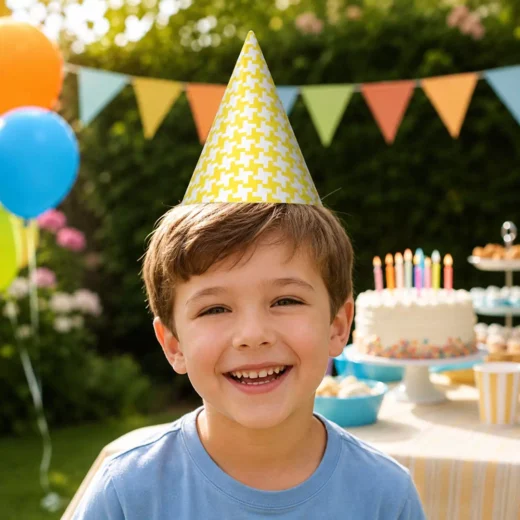 Yellow White Polka Dot Party Hat – Custom Printed Birthday Party Hats UAE