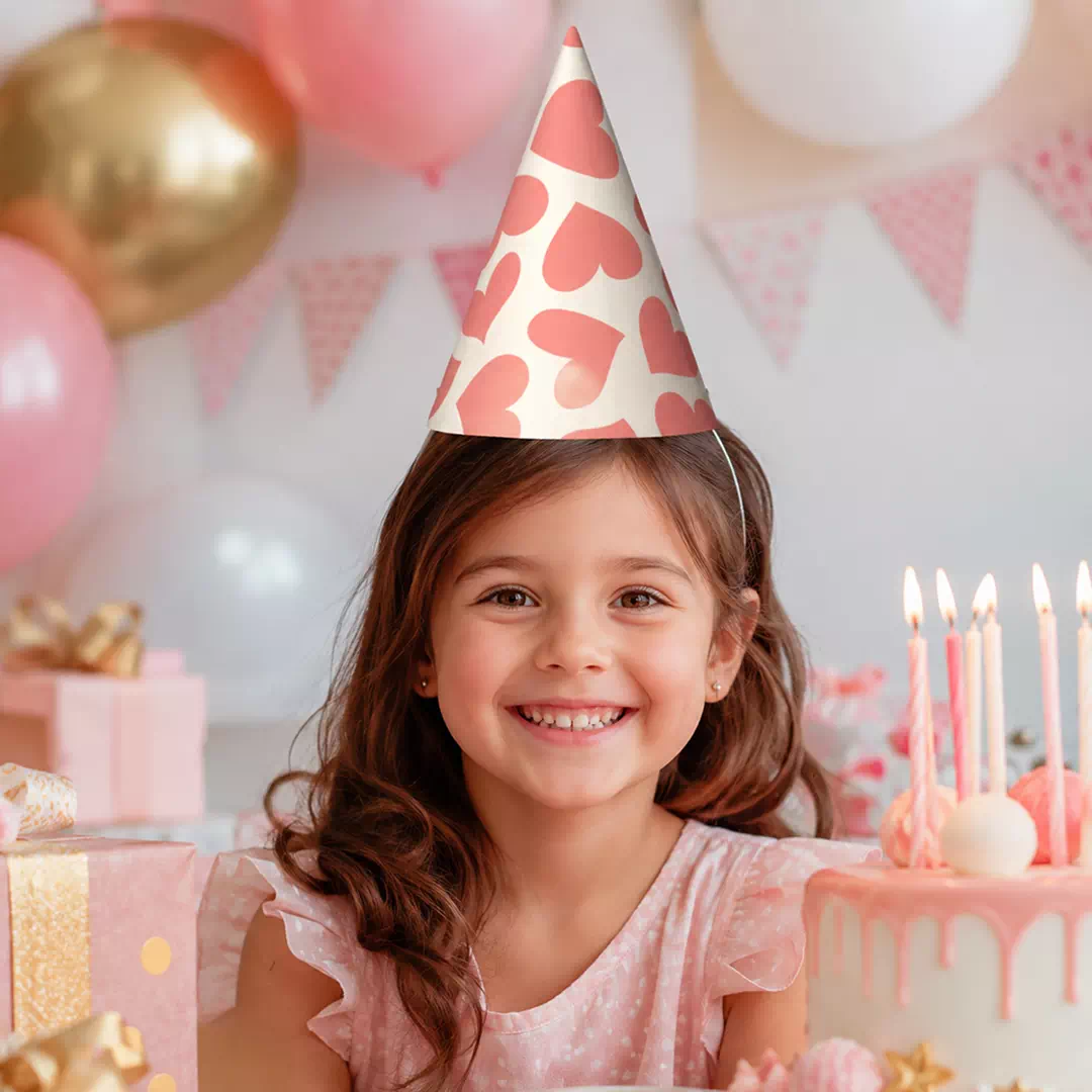 Pink White Polka Dot Party Hat – Custom Printed Birthday Party Hats UAE - Image 2