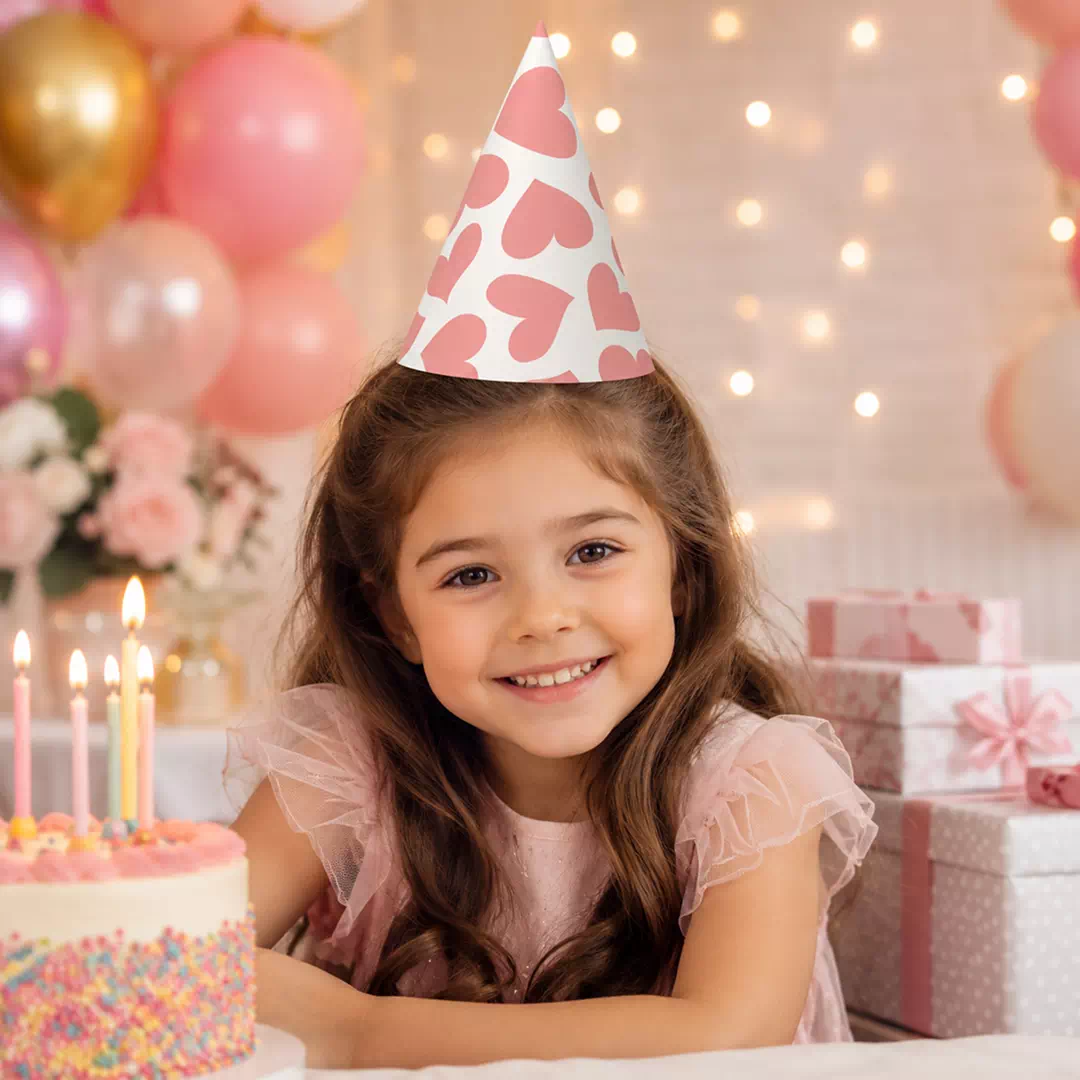 Pink White Polka Dot Party Hat – Custom Printed Birthday Party Hats UAE - Image 4