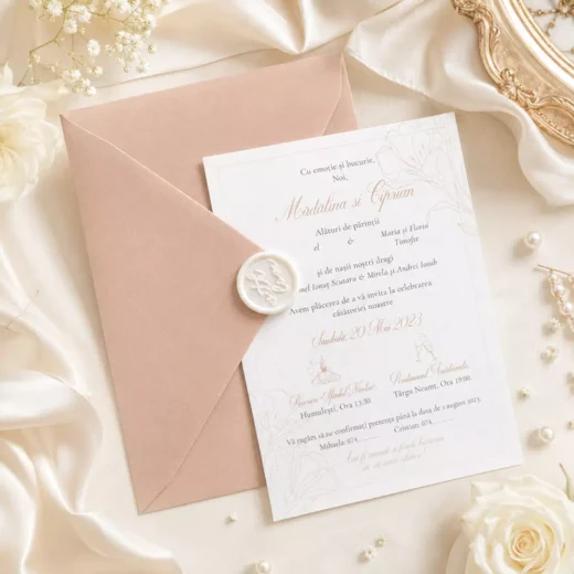 Blush Wax Seal Wedding Invitation Suite – Luxury Custom Wedding Invitations UAE