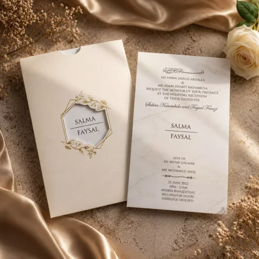 Cream Floral Border Wedding Invitation – Luxury Custom Wedding Invitations UAE