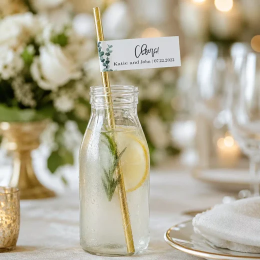 Gold Striped Cheers Flag Straw Toppers – Custom Printed Drink Toppers UAE
