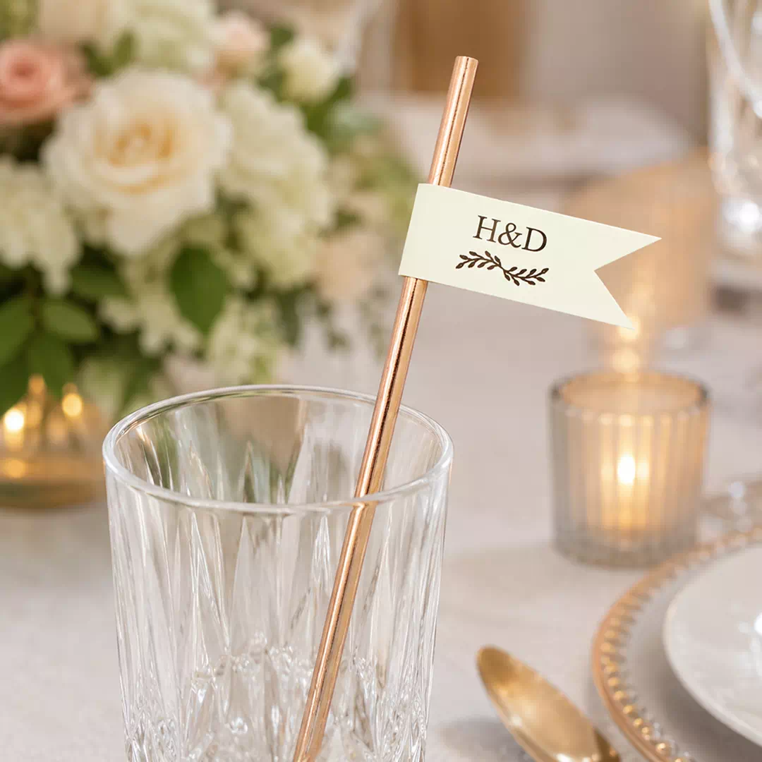 Personalised Monogram Wedding Straw Toppers – Custom Printed Drink Toppers UAE - Image 2