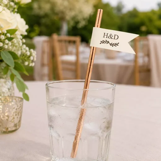 Personalised Monogram Wedding Straw Toppers – Custom Printed Drink Toppers UAE