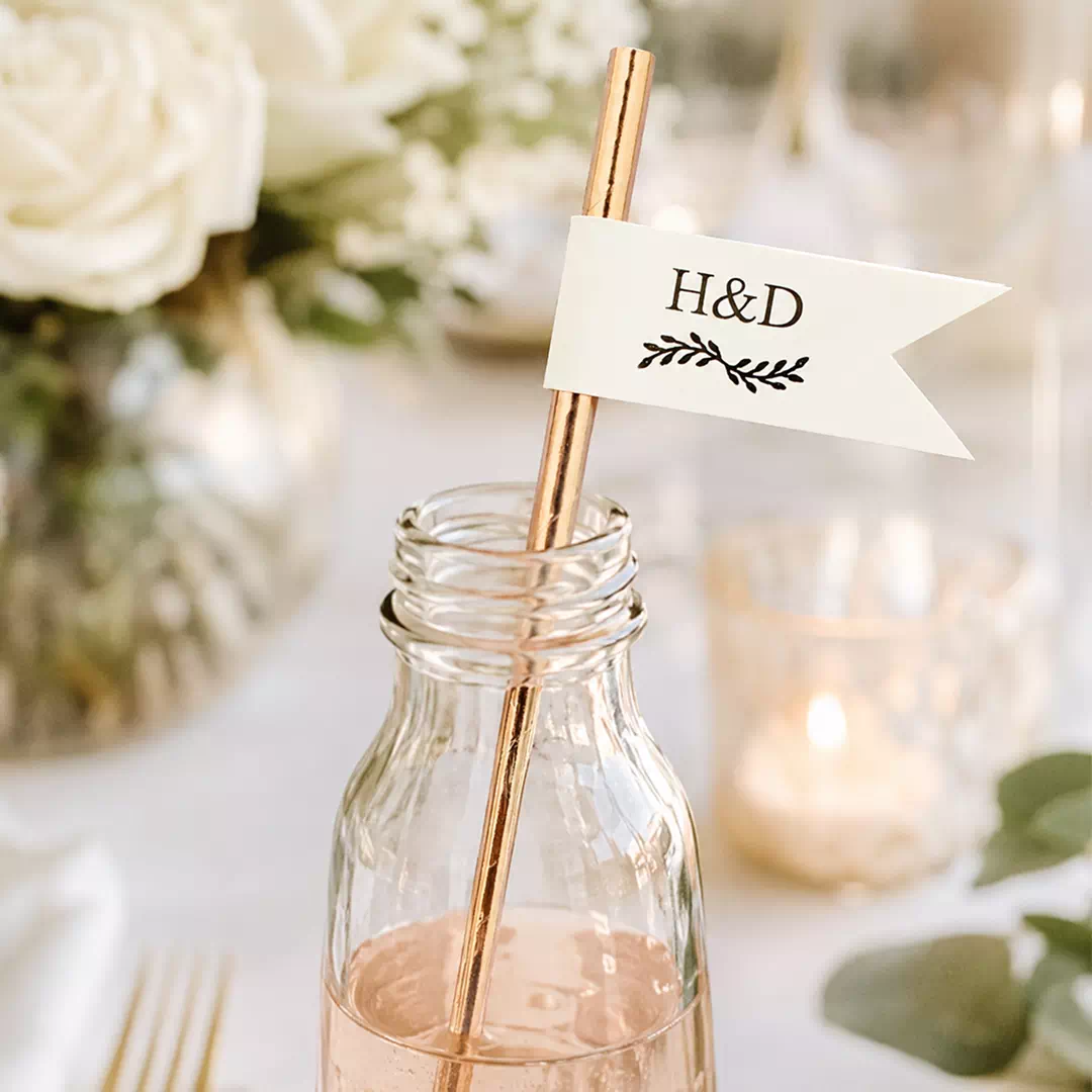 Personalised Monogram Wedding Straw Toppers – Custom Printed Drink Toppers UAE - Image 4