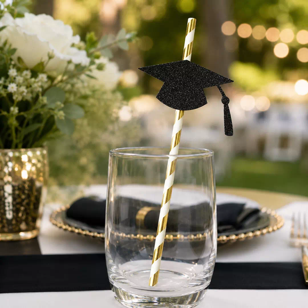 Graduation Cap Striped Straw Toppers – Custom Printed Drink Toppers UAE - Image 4