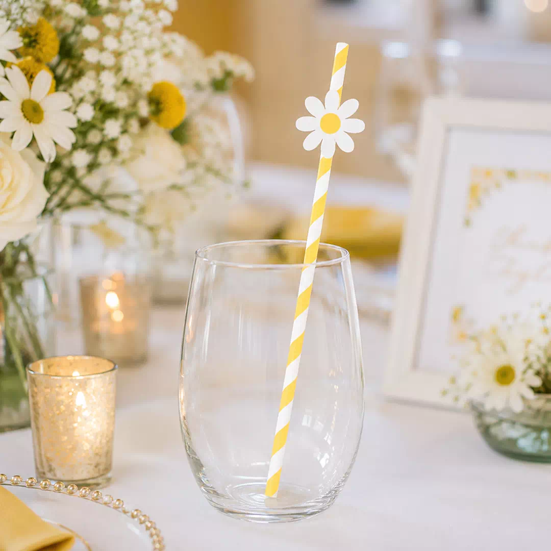 Daisy Striped Straw Toppers – Custom Printed Drink Toppers UAE - Image 2