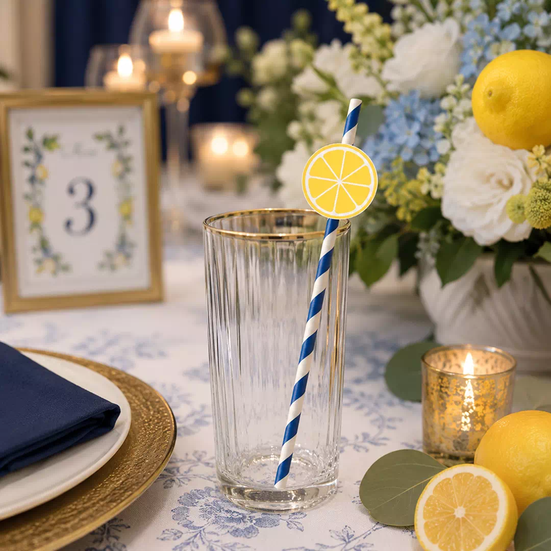 Lemon Number Straw Toppers – Custom Printed Drink Toppers UAE