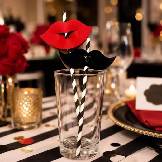 Lips & Moustache Photo Booth Straw Toppers – Custom Printed Drink Toppers UAE