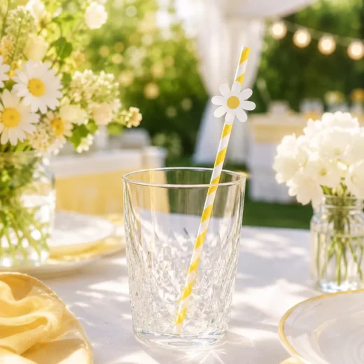Daisy Striped Straw Toppers – Custom Printed Drink Toppers UAE