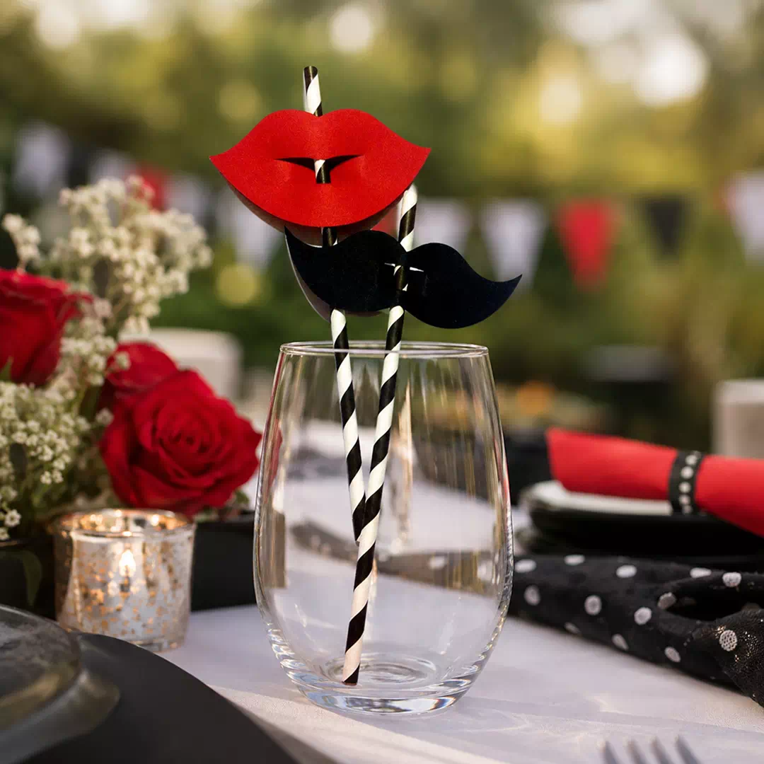 Lips & Moustache Photo Booth Straw Toppers – Custom Printed Drink Toppers UAE - Image 3