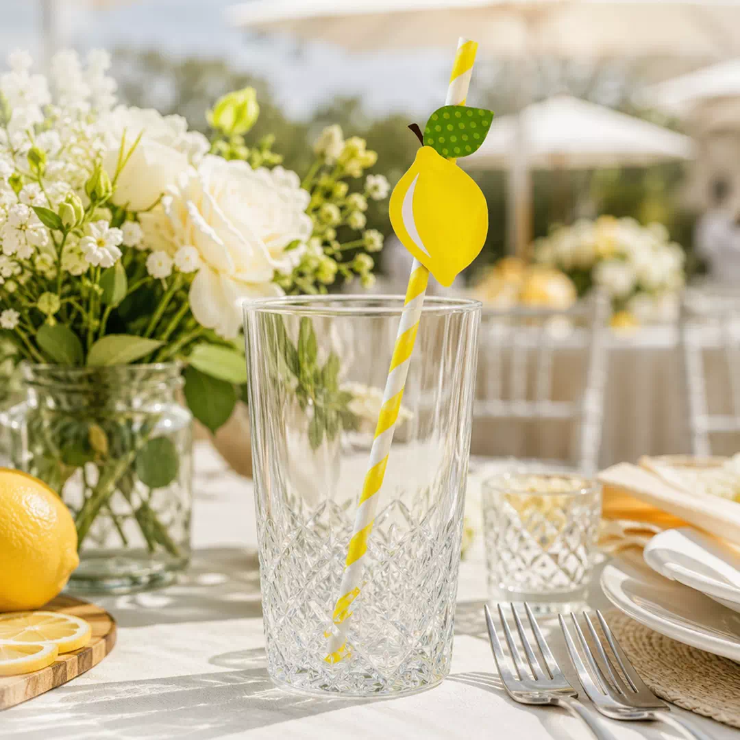 Lemon Topper Striped Straws – Custom Printed Drink Toppers UAE - Image 3