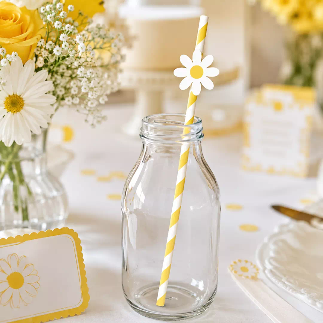 Daisy Striped Straw Toppers – Custom Printed Drink Toppers UAE - Image 4