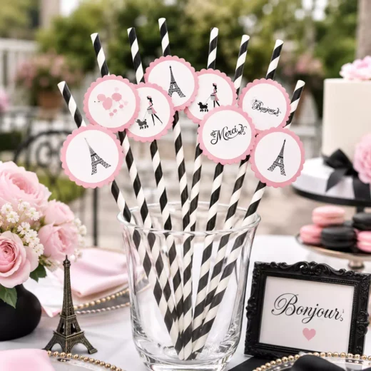 Paris Ooh La La Flag Straw Toppers – Custom Printed Drink Toppers UAE