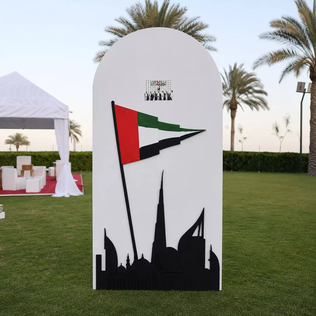 Geometric UAE Falcon in National Flag Colours Freestanding Display