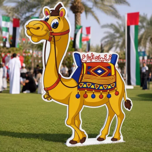 Illustrated UAE Heritage Camel with Traditional Decorations Character Cutout