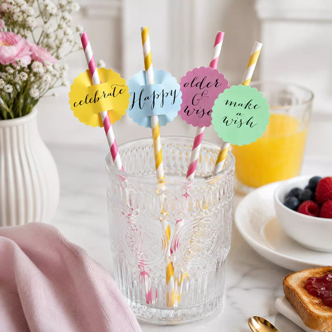 Let's Eat Heart Brunch Straw Toppers – Custom Printed Drink Toppers UAE - Image 4