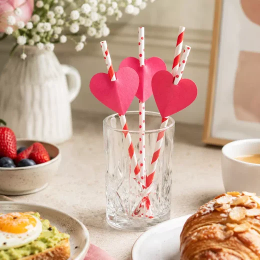 Pink Heart Berry Brunch Straw Toppers – Custom Printed Drink Toppers UAE