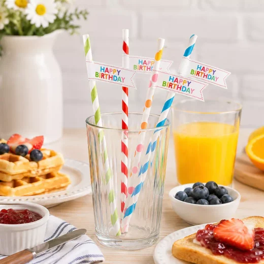 Colourful Heart Brunch Straw Toppers – Custom Printed Drink Toppers UAE