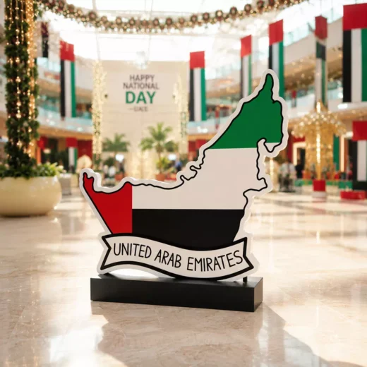 UAE Map in National Flag Colours Acrylic Tabletop Display