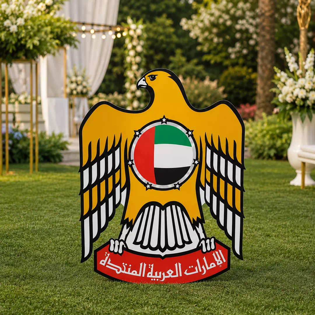 UAE Golden Falcon Emblem National Day Freestanding Display