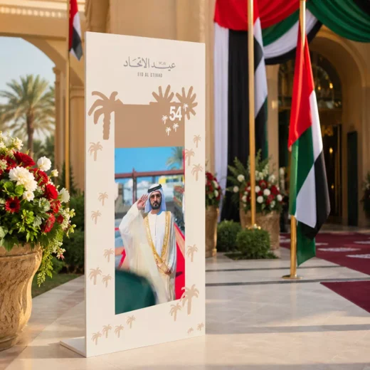 UAE 55th Eid Al Etihad Palm Pattern Portrait Photo Booth Frame Standee
