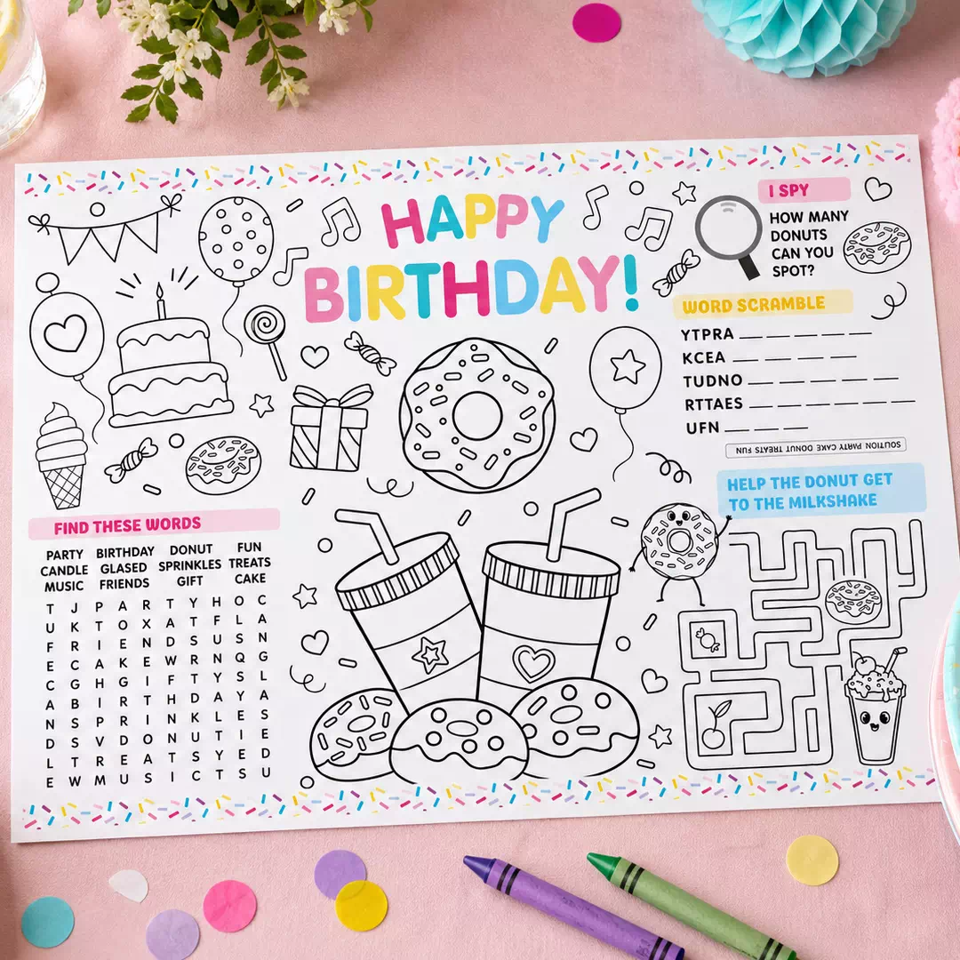 Donut Maze Birthday Activity Placemat – Printable Kids Party Activity UAE - Image 2