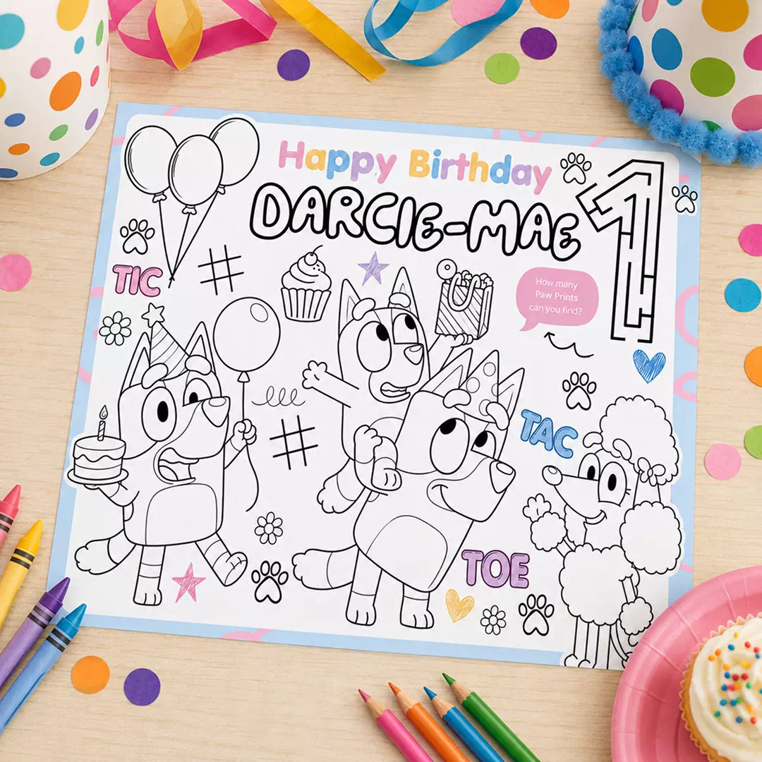 Personalised Character Birthday Coloring Placemat – Printable Kids Party Activity UAE - Image 3